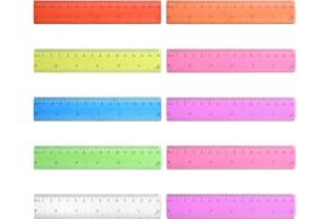 10 Pcs 15 cm / 6 Inch Ruler, Clear Plastic Colorful Rulers with Inches and Centimeters, Random Color Small Ruler, Suitable fo