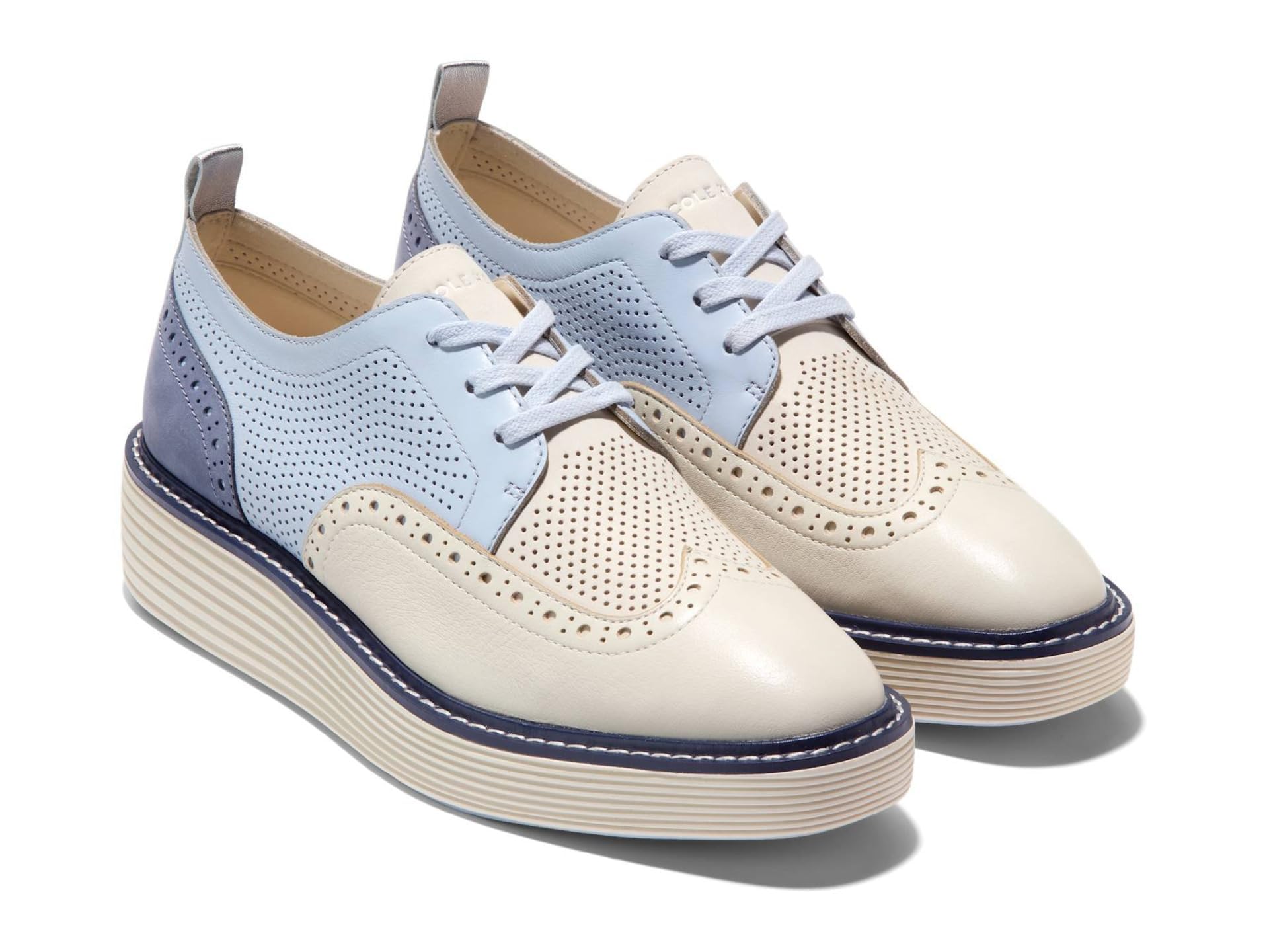 Cole Haan Womens Original Grand Platform Wingtip Oxford, Heather/Silver Birch/Folkstone Gray/Ivory, 5-B US
