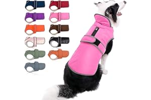 MIGOHI Reflective Waterproof Windproof Dog Coat Cold Weather Warm Dog Jacket Reversible Stormguard Winter Dog Vest for Small Medium Large Dogs (Pink, XL)