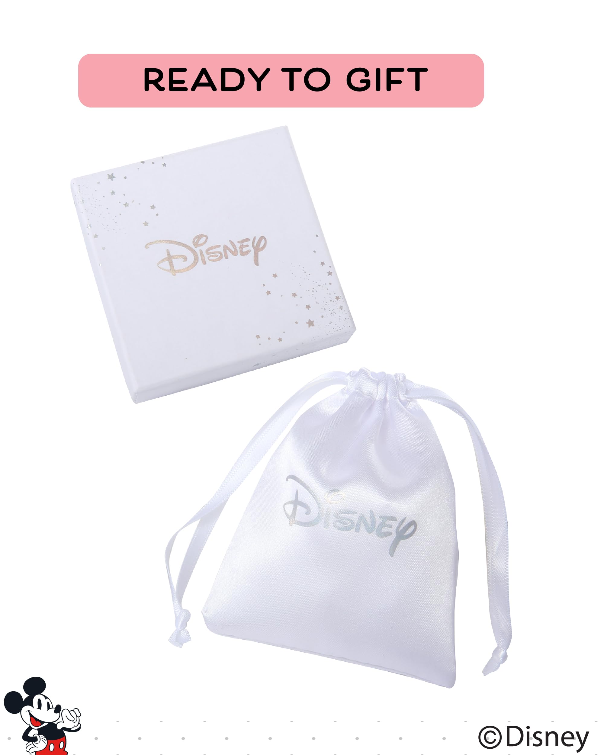 Mickey Mouse Endless Hoop Earrings for Women Official License, Silver or Yellow Gold Flash-Plated Cubic Zirconia Disney Hoops