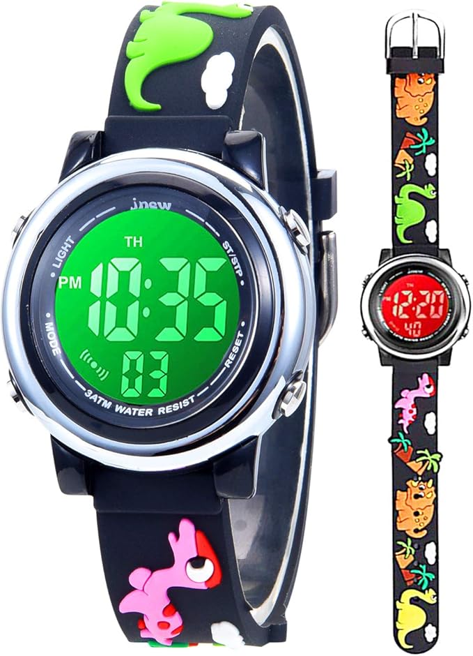 Toddler Kids Digital Watches,3D Cute Cartoon 7 Color Lights Waterproof