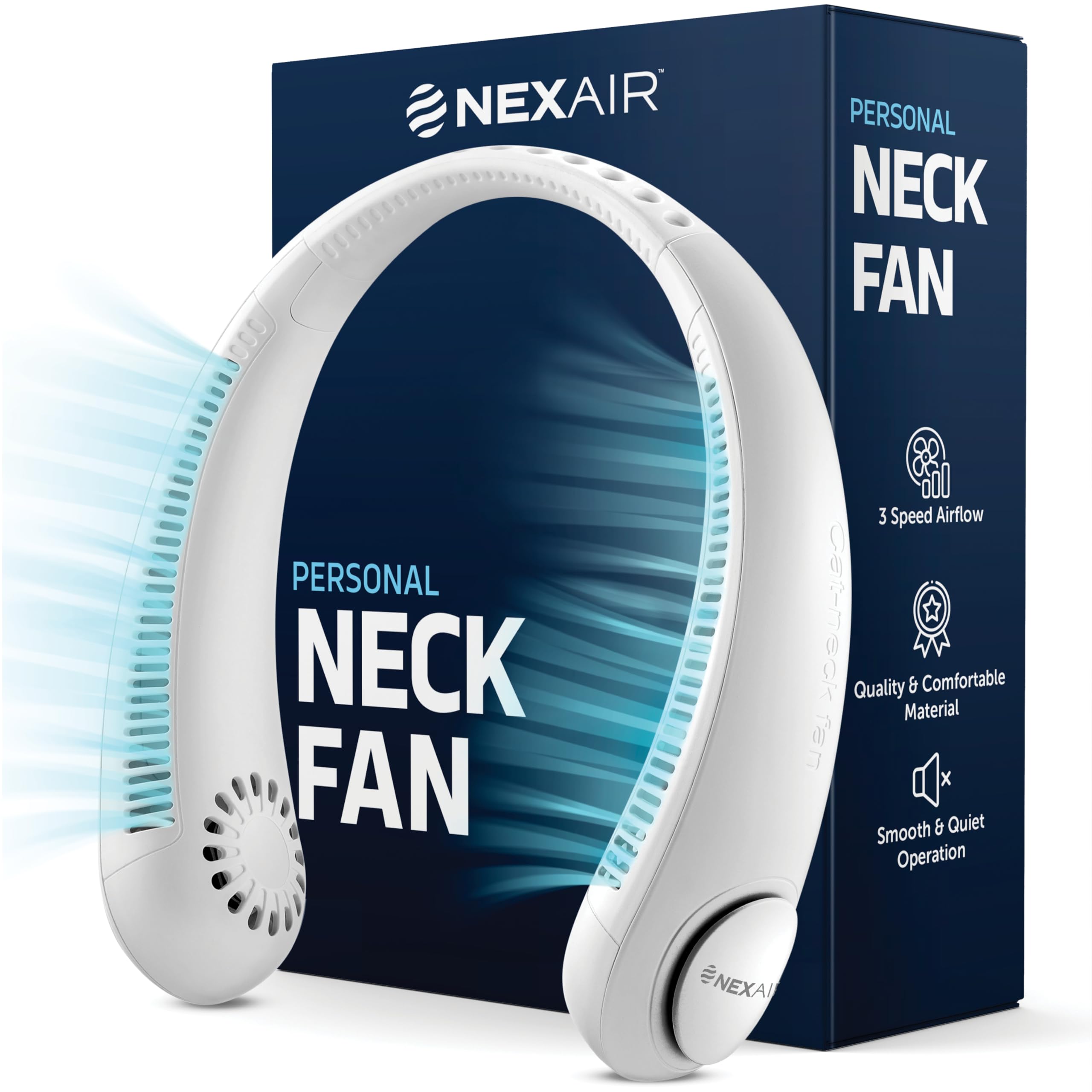 Photo 1 of NEXAIR Portable Neck Fan - 3 Speed Rechargeable Bladeless Neck Fan, Adjustable Personal Neck Fan For Women & Men Modern Design, Great Cooling Fan For Travel, Outdoors & Sports