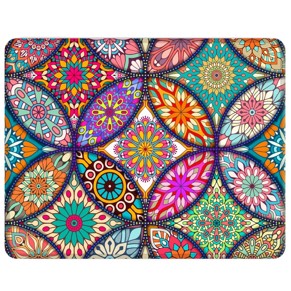 NNAKAPAKA Non-Slip Mouse Mat Rubber Square Mouse Pad Desktop Notebook Computer Mouse Mat for Working and Playing 260 x 210 mm with Stitched Edge (Mandala Square)
