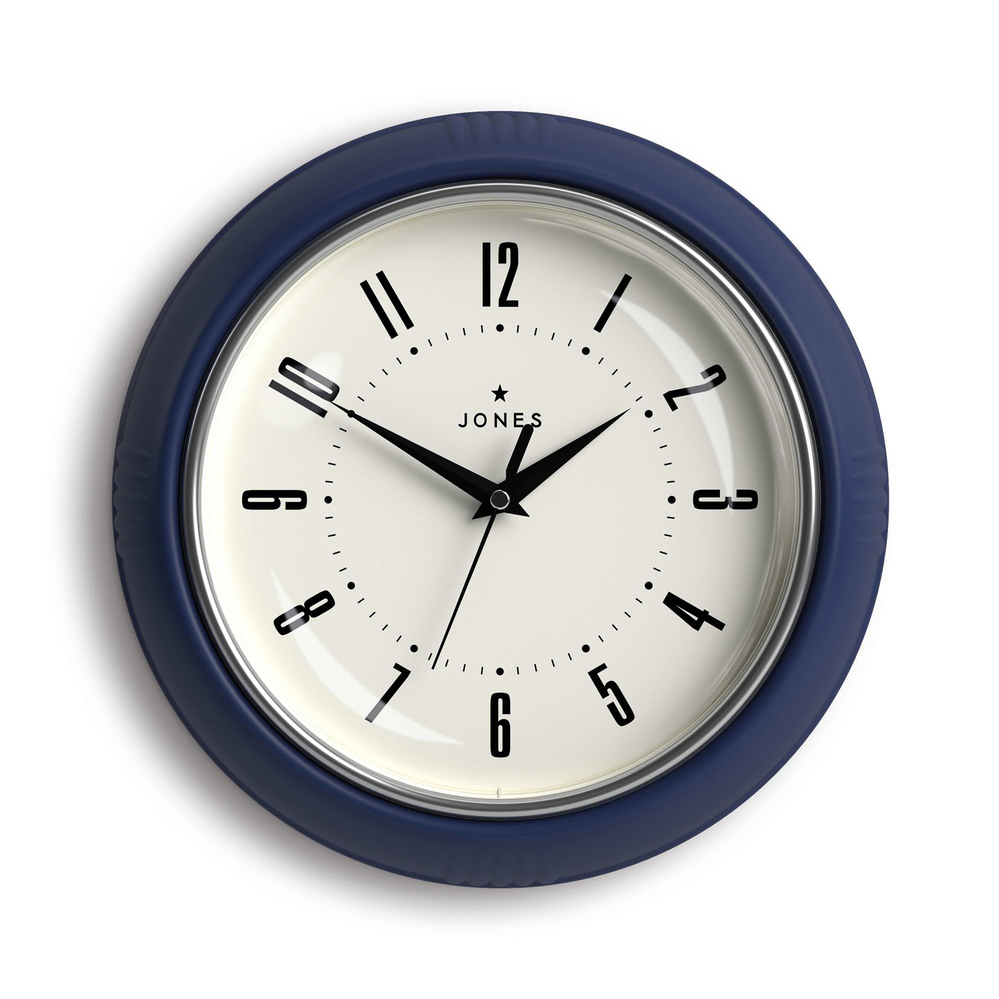 Jones Clocksยฎ Ketchup wall clock | Retro round clock | 25cm | Indigo blue | Easy to read numbers | Perfect for kitchen or office โ image 1