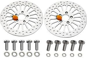 BLCYANUE 1 Piece Front Rotor and 1 Piece Rear Rotor 11.5'' set for Harley Davidson Touring Softail Sportster Dyna Early Super Glide Motorcycle,Heat Dissipation Mirror-Polished Stainless Steel Rotors