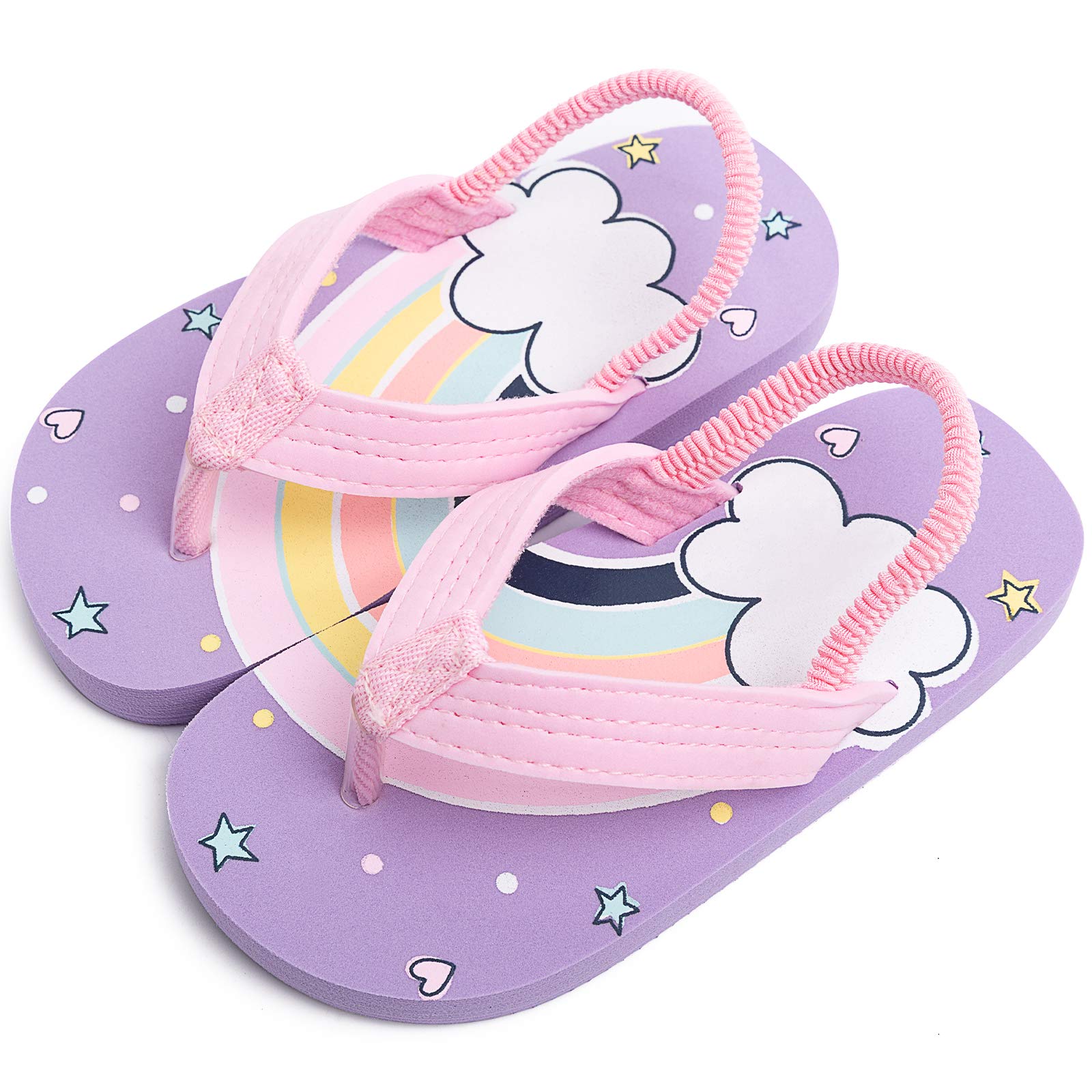 Photo 1 of techcity Toddler Boys Girls Flip Flops Kids Unicorn Dinosaur Sandals Beach Pool Water Shoes with Back Strap