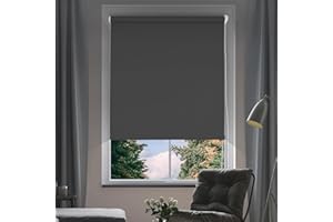 NUTRO CHILL Window Roller Shades Blinds, 100% Blackout Gray Roller Blinds Quick Installation Roller Shades Blackout for Bedroom