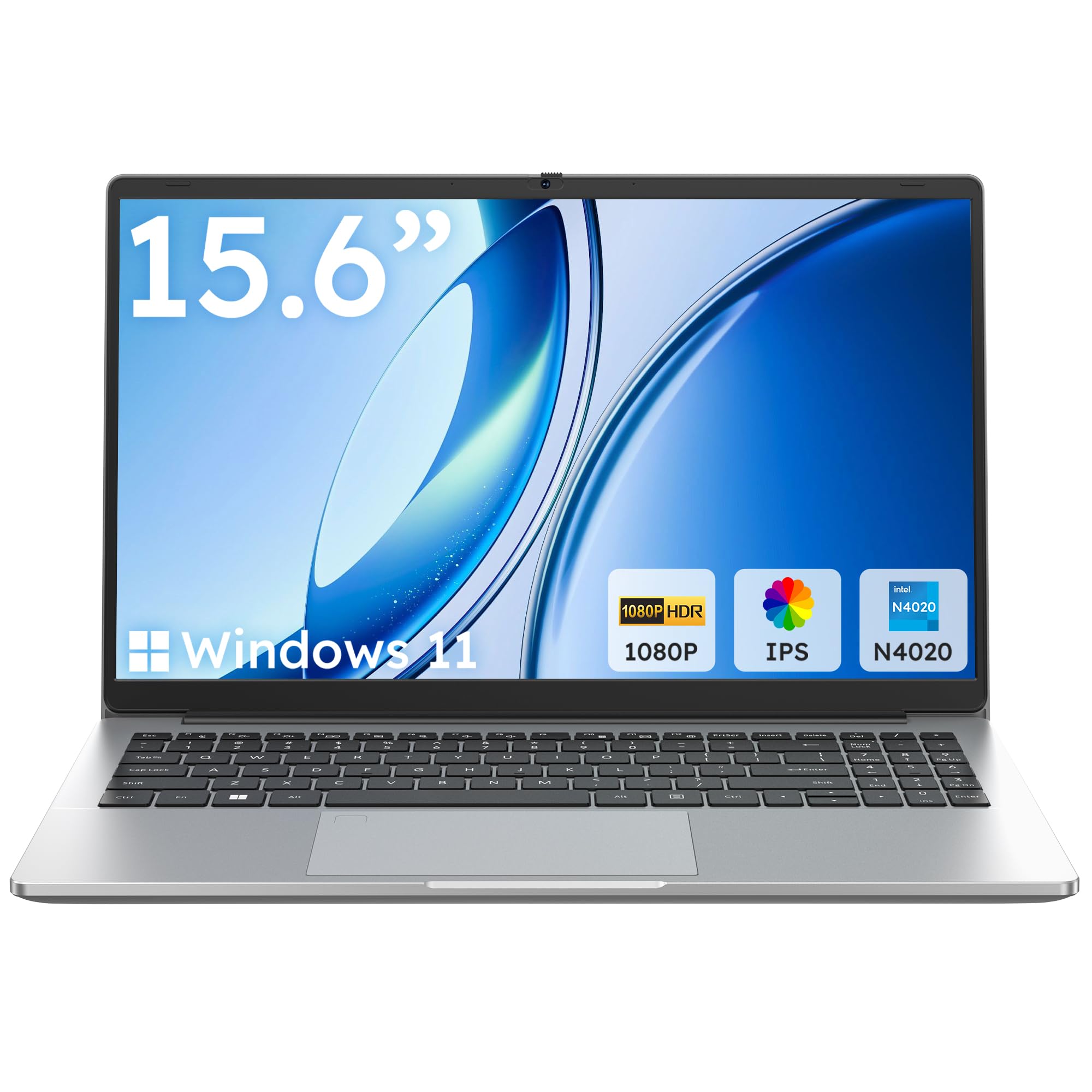 Amzboy 15.6” Win 11 Laptop, N4020 CPU, 4GB RAM, 128GB eMMC, FHD Display | 45W PD Fast Charging, 180° Lay-Flat, Privacy Camera