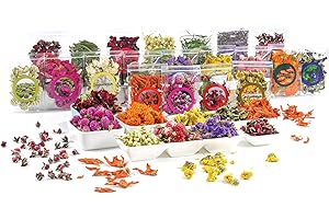ORANGIFT Natural Dried Fruit and Flower Kit for DIY Crafts - 25 Bags, Ideal for Soap Making, Candle Making, Resin Jewelry, Bath Bombs, and Nail Art - Includes Rose Petals, Rosebuds, Lilium, Jasmine, and More