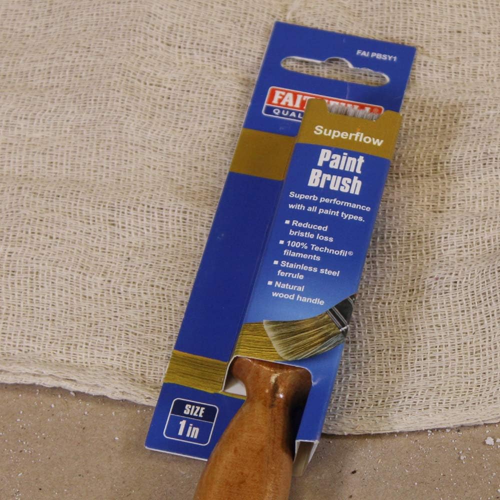 Faithfull FAIPBSY1 1-Inch Superflow Synthetic Paint Brush, Beige, Silver, Black, 25 mm (1 Inch) - Image 5