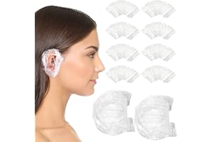 RIMOEV 400 Count Disposable Ear Covers for Shower Waterproof, 1.8x0.8 Inch Ear Shower Caps for Adults, Clear Water Elastic Ear Caps for Bathing, Washing Hair, Kids & Adults