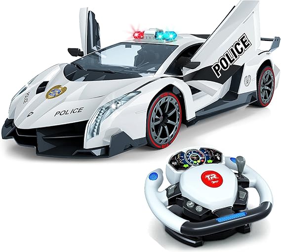 Top Race Remote Control RC Police Car TR911, 4D Motion Gravity and