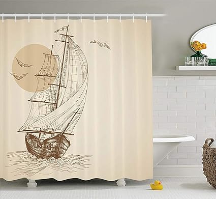 Amazon Com Ashasds Beige Shower Curtain L Maritime Art Paintings