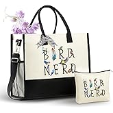 InnoBeta Bird Watching Gifts for Bird Lovers Women Canvas Tote Bag on Christmas or Birthday, Tote with Top Zipper Closure and Shoulder Strap