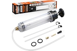 HORUSDY 200cc Fluid Extractor Syringe Oil Pump, Fluid Evacuator with 23" Flexible Hose, 12" Fine & Coarse Hoses, for Automoti