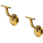 ZAUYX 2 Pack Antique Brass Handrail Stair Brackets Stair Heavy Duty Stair Brackets Support Handrail Brackets for Stairways