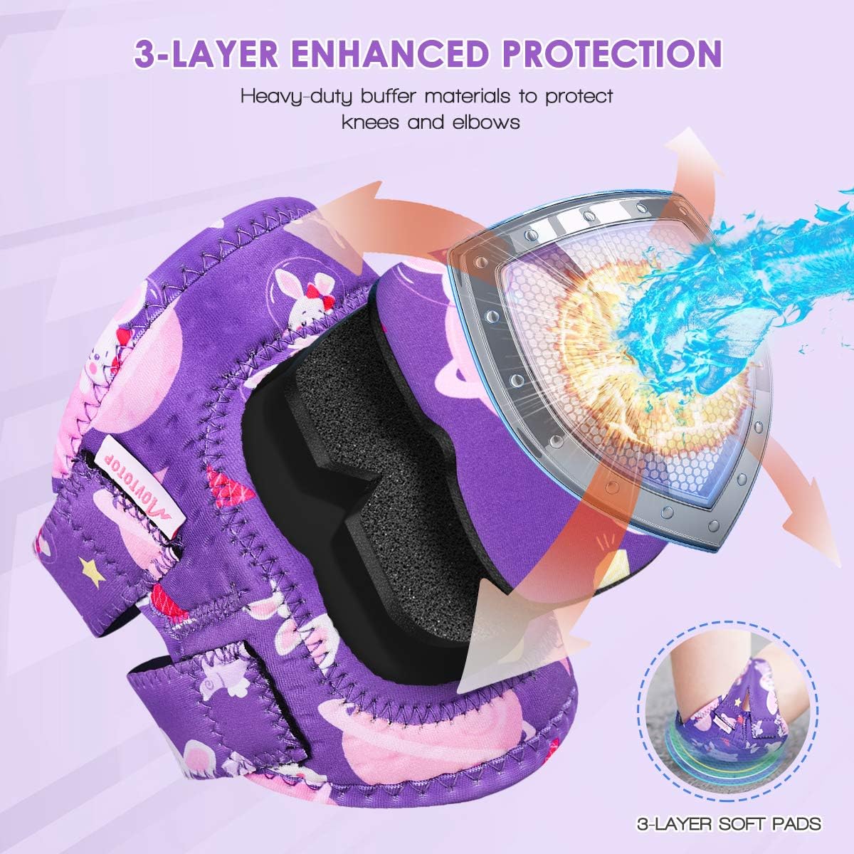 MOVTOTOP Knee Pads for Kids, Soft Kids Knee and Elbow Pads with Gloves Set-Reinforced Stitching Around, Toddler Sports Protective Gear with Mesh Bag for Kids Skateboard Rollerblading Bike Scoote : Sports & Outdoors