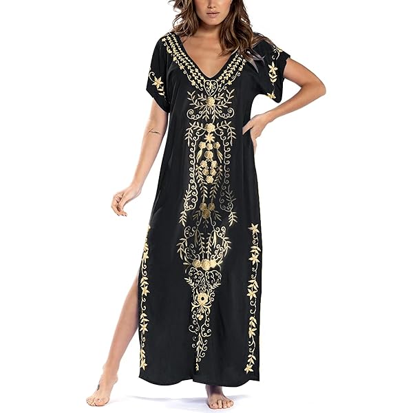 Eddoyee Loose Beach Kaftan Dresses for Women Caftan Swimsuit Cover Up at  Amazon Women's Clothing store