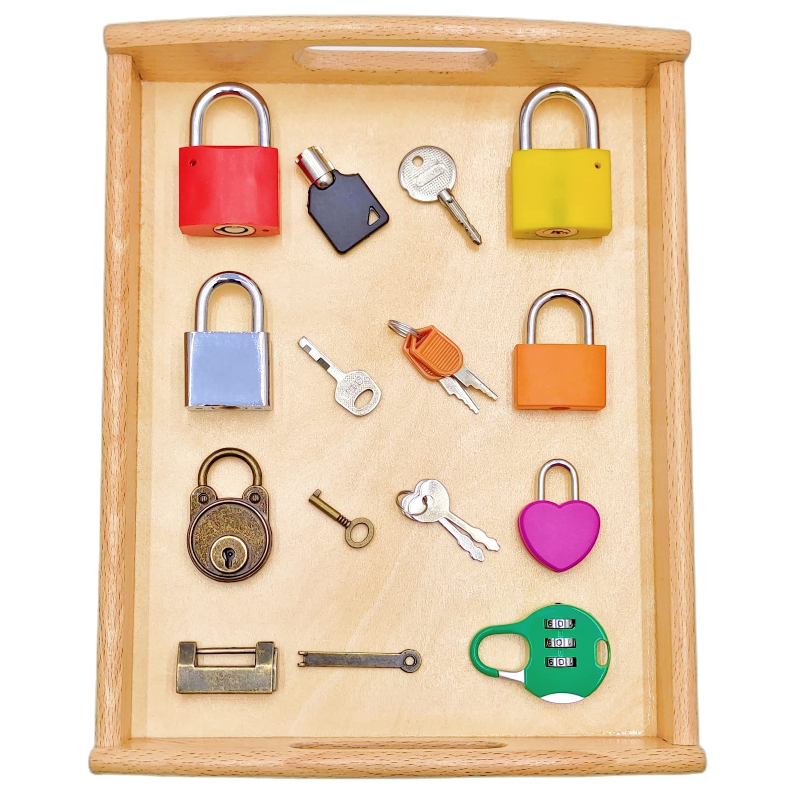 Montessori Lock and Key Set for Toddlers, Homeschool Preschool Learning Activities, Wooden Montessori Materials Learning & Education Toys for 3+ Year Old Kids