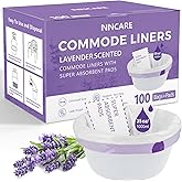 Commode Liners with Absorbent Pads for Bedside Commode, 100 Lavender Scented Commode Liners and Pads, Potty Bags for Portable Toilet, Potty Chair Liners, Commode Toilet & Camping Toilet Bags