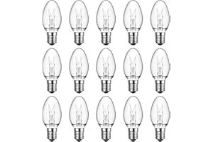MEQIQTEK Salt Lamp Bulb - Scentsy Light Bulbs for Plug in Wax Warmer - 15 Watt Night Light Bulbs - E12 Bulbs for Household Salt Lamp - C7 Bulb Shape, 15packs