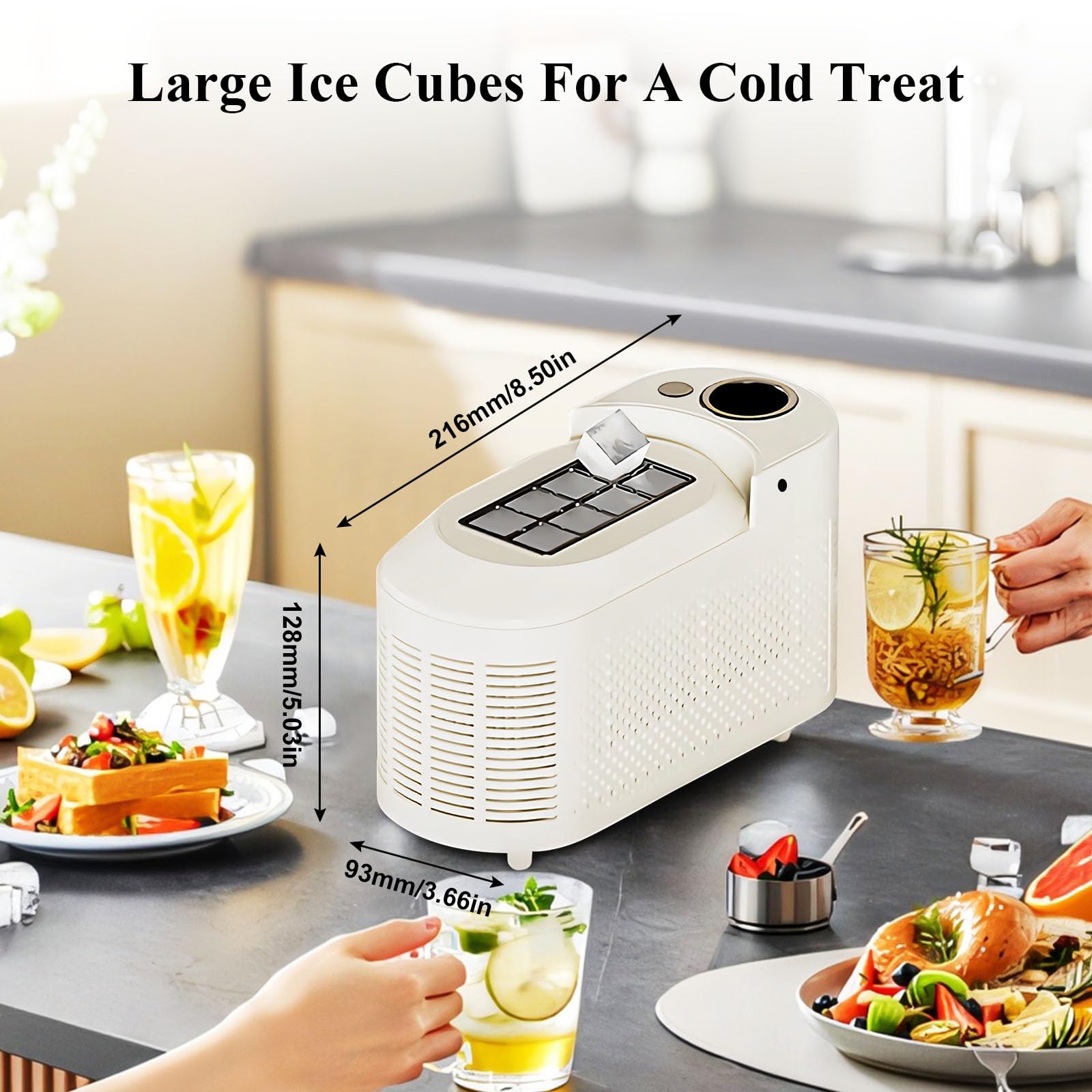 Mesenymm Portable Countertop Ice Maker Machine with Ice Tongs, 8 Cubes in 10 Mins, Compact Mini Ice Maker for Home/Camping/Office Bar/Party/Car