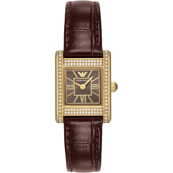 Amazon.com: Emporio Armani Women's Two-Hand Brown Leather Watch