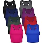 Geyoga 8 Pcs Women Basic Crop Tank Tops Sleeveless Racerback Crop Cotton Top