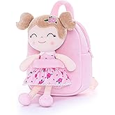 Gloveleya Toddler Backpack Baby Girl Gift Plush Bag Diaper Bag Plush Printed Flower Roses Backpack
