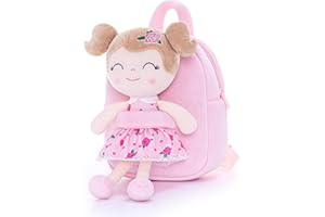 Gloveleya Toddler Backpack Baby Girl Gift Plush Bag Diaper Bag Plush Printed Flower Roses Backpack