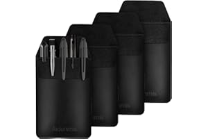 AIDUNMIS 4 Pack Pocket Protector for Heavy Duty Shirts, PU Leather Heavy Duty Pen Holder Pouch Holds Pens, Pointers, Cards Leather Pen Protect Holder for Lab Coats, Pocket Protectors for Pens and Pencils-Black