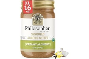 Philosopher Foods - Creamy Alchemy Organic Sprouted Almond Nut Butter - 16 oz - Stone Ground Regenerative Organic Creamy Almond Butter with Coconut Oil, Vanilla, and Ancient Seabed Salt