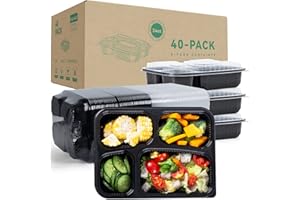 YANGRUI To Go Containers, 40 Pack (40 Trays + 40 Lids) 34oz BPA Free Reusable Bento Box Shrink Wrap Machine Washable Meal Prep Container