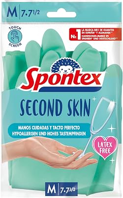 - Guantes de Limpieza sin Látex, Segunda Piel, Talla M, 2 Unidades