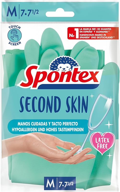 - Luvas de limpeza sem látex, Second Skin, tamanho M, 2 unidades