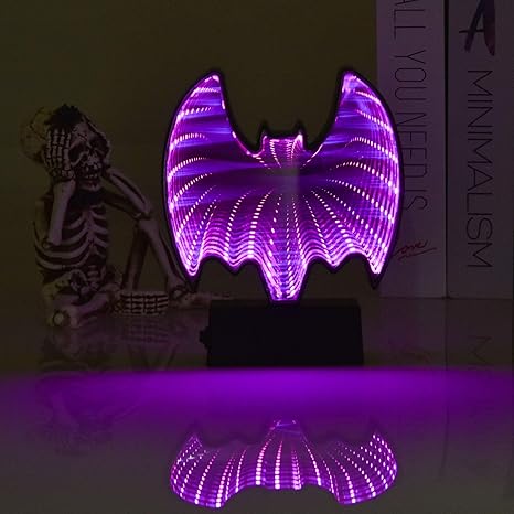 Amazon Com Goodlights Led Mirror Tunnel Night Light 3d Double Sided Infinity Mirror Lamp Bat Sign Battery Operated Night Lights For Kids Room Party Halloween Decorations Bat Purple Home Kitchen
