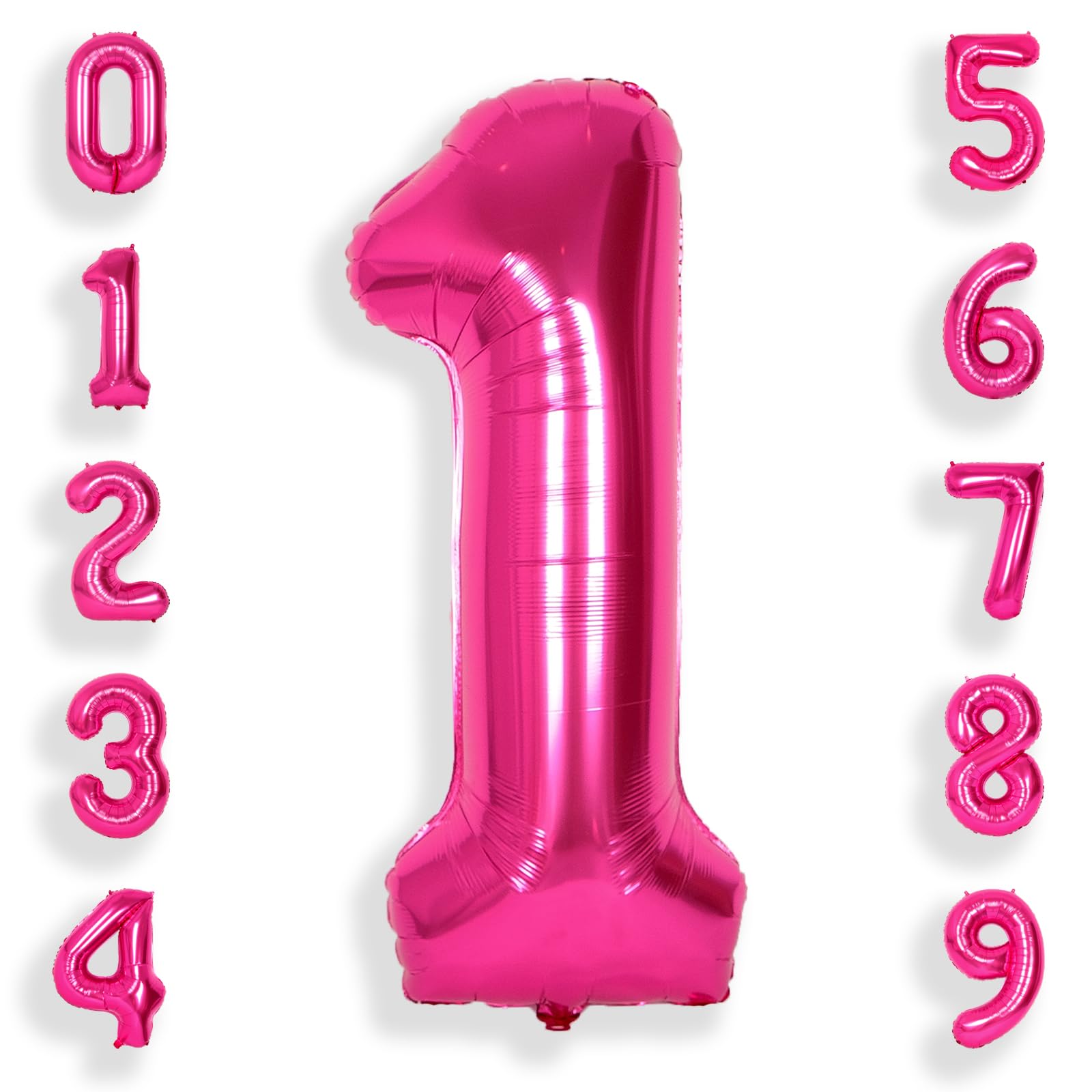 Photo 1 of SUWEN 40 Inch Hot Pink Large 1 Balloon Numbers Big Foil Helium Number Balloons 0-9 Jumbo Happy 1st Mylar Birthday Party Decorations for Baby Girl Anniversary Party Supplies