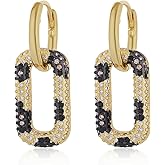 Z ZACHÉ Leopard Print Earrings 22K Gold Plated Shiny CZ Huggie Hoop Earrings Hypoallergenic Women's Stud Earrings Animal Print Jewelry Gifts