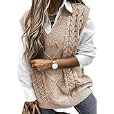 EVALESS Oversized Sweater Vest for Women V Neck Sleeveless Solid Color Loose Pullover Sweater
