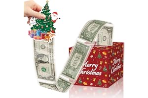 COCHIE Christmas Money Box for Cash Gift Pull Surprise Money Gift Boxes for Cash with Pull Out Surprise Merry Christmas Box Holder with 30Pcs Transparent Bags Unique DIY Money Roll Ideas