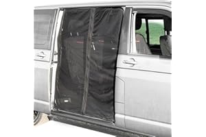 Ginger TECH Van Sliding Door Magnetic Fly Screen, Black Mesh Mosquito Net Sun Protector with Zipper, Car Camping Net Tailgate