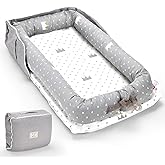 Baby Lounger, Portable Infant Loungers for Newborn 0-12 Months, Newborn Essentials for Baby Boys & Girls - Breathable Adjustable Babies Nest for Travel and Home - Crown Ash