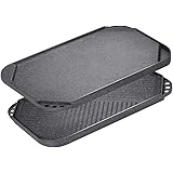 Sensarte Nonstick Griddle Grill Pan, Reversible Grill & Griddle Pan, Two Burner Cast Aluminum Griddle, Portable for Indoor St