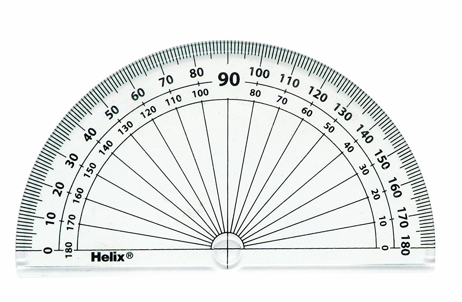 Helix 10cm 180 Degree Protractor Reverse Scale - Pack of 10