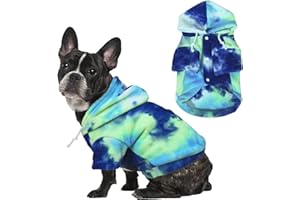 Mklhgty Tie Dye Dog Hoodie, Winter Coat for Small Dogs - Ultra-Soft Adjustable Warm Hood, Breathable Comfort Fabric for Daily Use