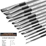 Nicpro 12 PCS Artist Paint Brush Set for Acrylic Oil Watercolor Gouache view 5