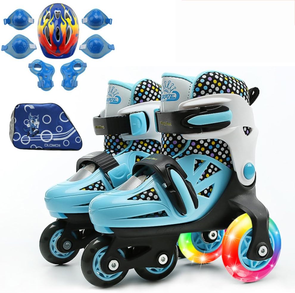 DSFGHE Inline Skates Can Be Adjusted For Children Beginners Men And Women Flashing Skates Set 2-6 Years Old,Pink-M