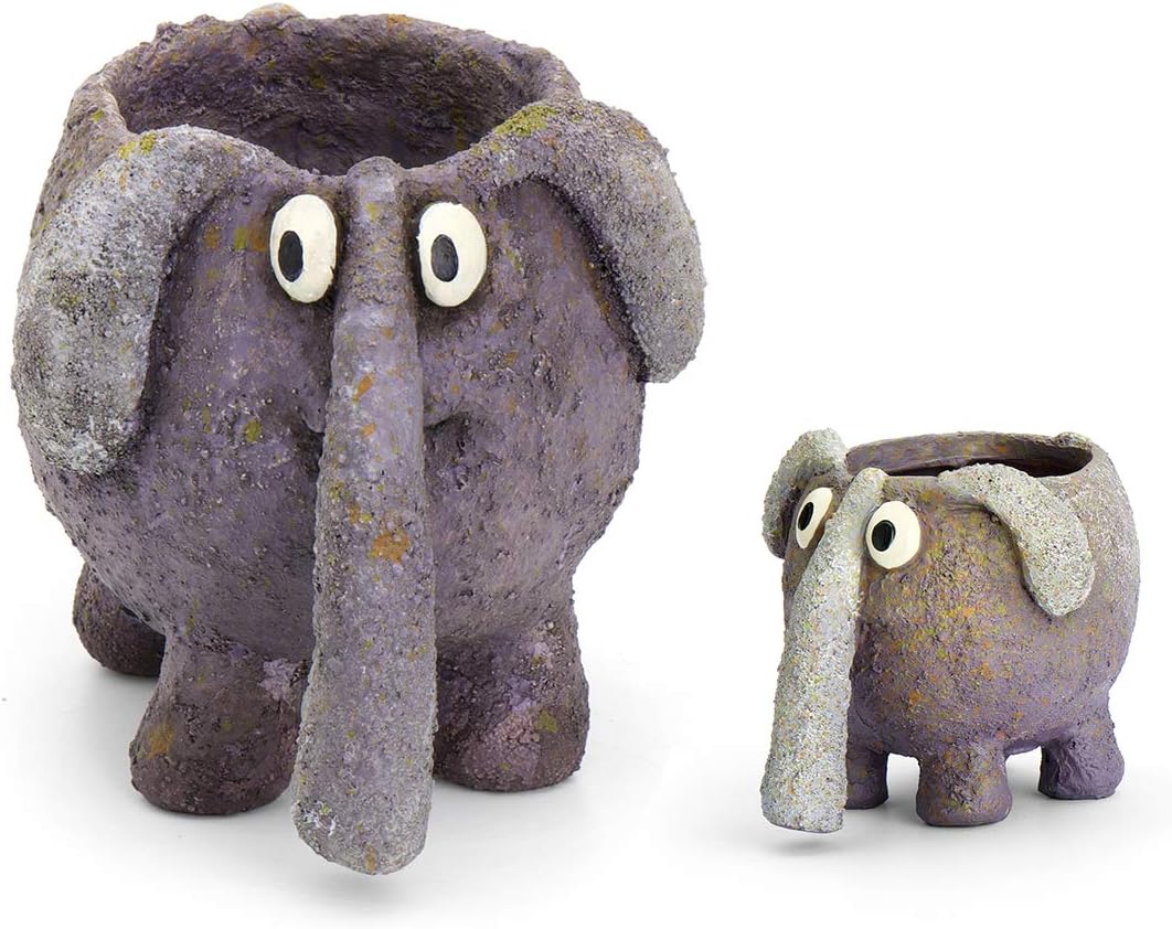 Georgetown Home and Garden, Elephant Family Set, by Blobhouse, Decorative Planter w/Drain Hole (2 Pieces)