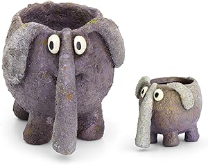Georgetown Home and Garden, Elephant Family Set, by Blobhouse, Decorative Planter w/Drain Hole (2 Pieces)