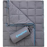KingCamp Ultralight Camping Blanket, Wearable Packable Blanket 69" x 53" | Down Alternative Puffy Blankets Weatherproof Warm Package Quilt with Snap Buttons for Outdoor Hiking Travel, Picnic Stadium